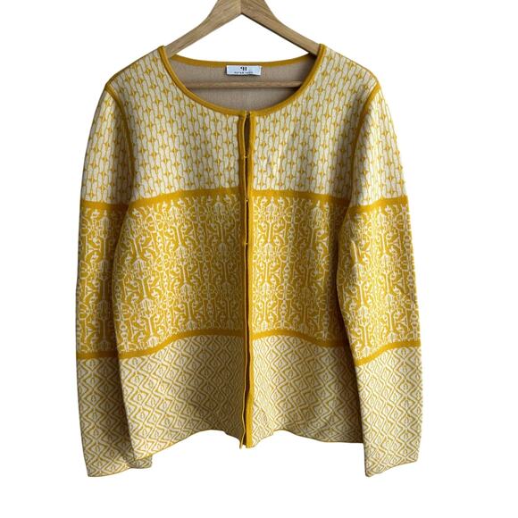 Peter Hahn Wool Blend Cardigan Yellow Danish 44 or US 14 - Picture 3 of 12
